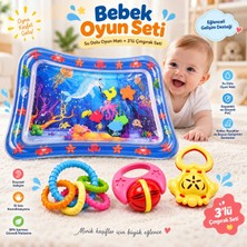 Fidan Oyuncak Sulu Bebek Oyun Matı ve 3'lü Duyusal Çıngırak Seti - Karın Üstü Eğitici Oyun Matı Deniz Canlıları Temalı Motor Becerileri Geliştirici Oyun Seti
