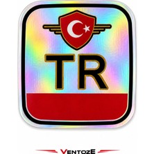 Ventoze Tr Logo Hologram Araba Oto Cam Kaporta Sticker Etiketi Racing Tuning 10X10 cm