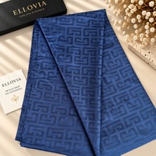 Ellovia Lacivert Labirent Desenli Ipek Eşarp