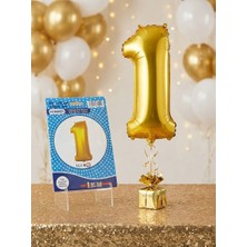 Gold Rengi "1" Rakamı Folyo Balon 100 cm (Helyum ve Hava Uyumlu)