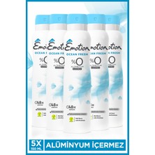Emotion Ocean Fresh Kadın Alüminyumsuz Vegan Deodorant 5X150 ml Hızlı Kurur, Leke Bırakmaz