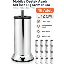 Nublado 16 Adet Mobilya Kanepe Koltuk Baza Yatak Çekyat Yükseltme Ayağı M8 Ince Diş Metal Ayakları 12 cm