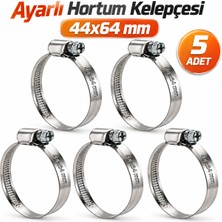 Badem10 [5 Adet] Hortum Kelepçesi Tork Ayarlı 44X64 mm Paslanmaz Çelik Boru Metal Kelepçe Ayarlanabilir Klips