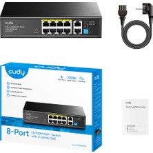 Cudy 8port Poe 120W 2-Uplink 10/100  Yönetilemez Switch FS1010PG