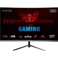Raydın MM24RFA-240HZ, 23.6", 1ms, 240Hz, Full Hd, 300 Nits, Hdmı, Dp, Hoparlör, Va Led, R1650 Curved, Frameless, Freesync Gaming Monitör