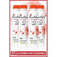 Emotion Romance Kadın Alüminyumsuz Vegan Deodorant 4X150 ml Hızlı Kurur, Leke Bırakmaz