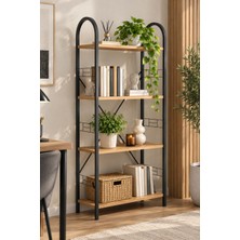 Sulorahome Metal Iskeletli 4 Raflı Kitaplık Kahverengi 150 cm