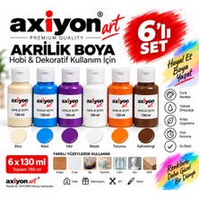 Axiyon Art Akrilik Boya 130 ml 6’lı Set – Su Bazlı Hobi ve Dekoratif Boya