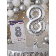 He2 Balloons Gümüş Rengi "8" Rakamı Folyo Balon 102 cm / 40 Inç (Helyum ve Hava Uyumlu)
