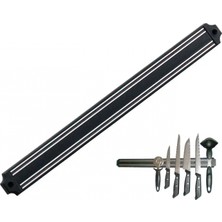 Pileli Store Mıknatıslı Bıçak Tutucu Stand - 38 cm - Siyah - Paslanmaz Çelik - Mutfak Düzeni - Güvenli Bıçak Saklama - Tezgâh Düzeni - Modern Tasarım
