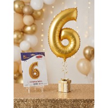 He2 Balloons Gold Rengi "6" Rakamı Folyo Balon 102 cm / 40 Inç (Helyum ve Hava Uyumlu)