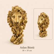 Eymen Hobi Tasarım Eymen Hobi Aslan Büstü Polyester Dekor Biblo – Gold – 30×35 cm