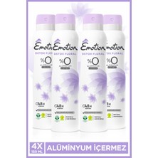 Emotion Detox Floral Kadın Alüminyumsuz Vegan Deodorant 4X150 ml Hızlı Kurur, Leke Bırakmaz