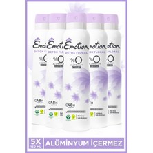 Emotion Detox Floral Kadın Alüminyumsuz Vegan Deodorant 5X150 ml Hızlı Kurur, Leke Bırakmaz