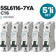 Siemens 16 Amper C Tipi 6ka 5SL6116-7YA Monofaze Otomat Sigorta 5'li