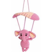 Belirtilmemiş Amigurumi Paraşütlü Pembe Fil Araba Süsü