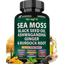 Strongvit Sea Moss Black Seed Oil,hint Ginseng,ginger& Burdock Root All-In-1 Extra Strength 60 Vegan Kapsülleri Usa Menşeii Dmmedicine
