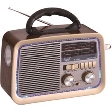 Dempower DP-785E Nostaljik Radyo Kahverengi Beyaz Model