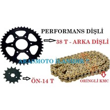Dişli Seti ve Kmc Marka Oringli Zincir 38T*14T Pulsar NS200 - RS200 Performans Moto Eay