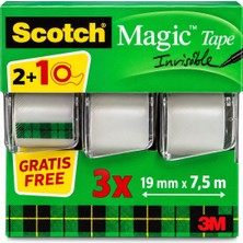 3m Scotch Magic Tape Görünmez Bant 19 mm x 7,5 M 3'lü Paket 2+1