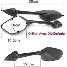 Ayna Takımı Karbon Görünümlü Katlanabilen+Montaj Vidaseti 2014-18 Uzun Boy Yamaha Yzf R25