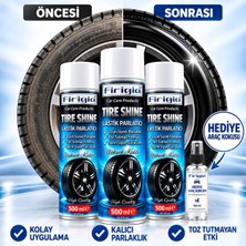 Firigia 3'lü Avantaj Set, Lastik Parlatıcı 500ML, Aerosol Sprey, Derin Siyah Görünüm, Toz Tutmaz, Uzun Süre Kalıcılık