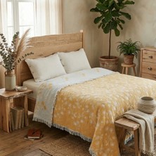 Destiva Home 5 Kat Dolgulu Müslin Çiftkişilik Yatak Örtüsü 220X240 cm %100 Pamuk Çift Taraflı Pike Koltuk Örtüsü