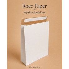 Roco Paper Co. Yapışkan Bantlı Kraft Kese Kağıdı, Beyaz Renk, 30X40X10 cm - 24'lü Paket, Hediye ve Kargo Zarfı
