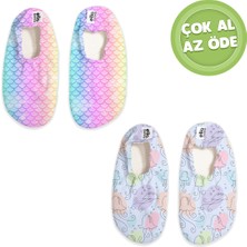 Ella Bonna Unisex Bebek Çocuk Deniz Ayakkabısı Havuz Patiği 2'li  Paket Gökkuşağı ve Deniz Anası