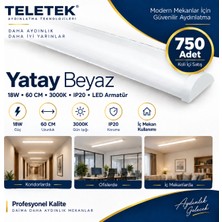 Teletek Yatay Beyaz LED Armatür 18W 60 cm 3000K Gün Işığı IP20 - 750 Adet