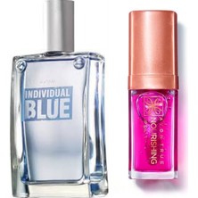 Avon Individual Blue Edt 100 ml Erkek Parfüm ve True Nourishing Dudak Yağı Blossom 2 Li Paket