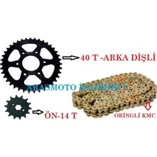 Zincir Dişli Takımı (40T-14 T) Bajaj Pulsar Ns 200-RS 200 Gold Sarı Oringli Moto Eay