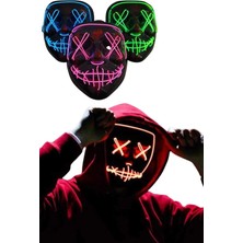 Epilons LED Işıklı Neon Maske Cadılar Bayramı Maskesi Korkunç Korku Maskesi