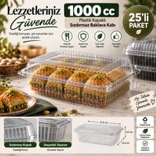 Yatağan Ambalaj Plastik Kapaklı Sızdırmaz Baklava Kabı 25 ADET-1000 cc