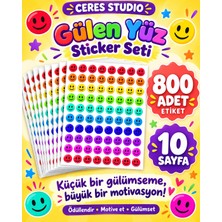 Ceres Studio Renkli Gülen Yüz Sticker Seti – Motivasyon ve Ödül Çıkartmaları