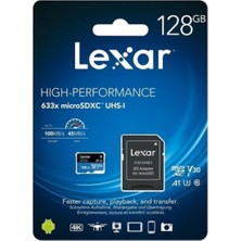 Lexar 128GB Micro Sd Hafıza Kartı Uhs-I C10 V30 A1 4K Yüksek Hızlı Performans (100MB)