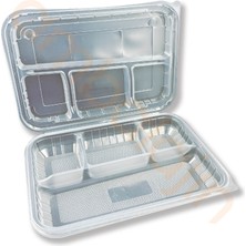 Ambalajın 30 Adet 4 Bölmeli Kendinden Kapaklı Plastik Yemek Kabı – Kebap Kabı
