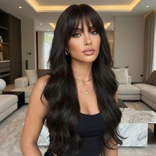 Maxi Trendy Dalgalı Ekstra Uzun Perçemli Fiber Sentetik Peruk / Espresso Koyu Kahve