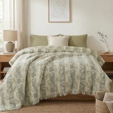 Destiva Home 5 Kat Dolgulu Müslin Çiftkişilik Yatak Örtüsü 220X240 cm %100 Pamuk Çift Taraflı Jakar Desenli Örtü