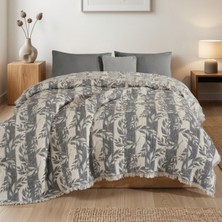 Destiva Home 5 Kat Dolgulu Müslin Çiftkişilik Yatak Örtüsü 220X240 cm %100 Pamuk Çift Taraflı Jakar Desenli Örtü