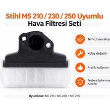 Algaride Stihl Ms 210  Ms 230  Ms 250 Uyumlu Motorlu Testere Hava Filtresi Seti  Dayanıklı  Kolay Montaj Yüksek Filtrasyon
