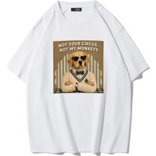 Brz Collection Unisex Oversize Not Your Circus, Not My Monkeys T-Shirt (Beyaz)