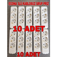Econa Multilet Beyaz Üçlü Grup Priz Topraklı Klemensli (3lü Kablosuz Grup Priz