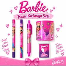 Barbie Extra Lisanslı 5 Parça Okul Kırtasiye Seti  - Kalem, Silgi, Metal Kalemtıraş
