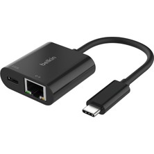 Belkin Connect Usb-C - Ethernet + Şarj Adaptörü 100W, Gigabit Ethernet Bağlantı Noktası ve Usb-C Bağlantı Noktası