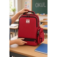 B&D Ilkokul Okul Çantası Kangroo Kırmızı Cüzdanlı Sırt Çantası 42X30X16 cm