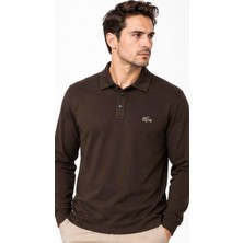 Lacoste  Polo  Çıtçıt  Kapama Acı Kahve  Dar Kesim  Sweatshırt
