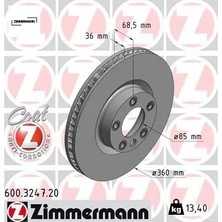 Zimmermann Fren Diski Ön Sol Cayenne Touareg 3.0 V6 Tdı 0986479B12-DF6697S Zımmermann 7P6615301/ 7P6615301A/ 7P6615301B