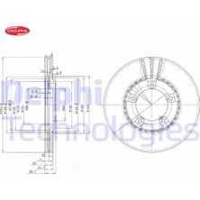 Delphi Ön Fren Diski Hava Kanallı Hyundaı H100 2.5l D4BA D4BF 4D55 4D56 Panelvan 94-05 / 2.6l D4BB Kamyon E Delphı 5812944010
