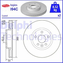 Delphi On Fren Dısk Aynası Mondeo Iv S Max Galaxy 07 11 Freelander 2 06-14 Evoque 12-18 S60 Iı 10 S80 Iı V7 Delphı 7G911125BA/ LR007055/ 30769056